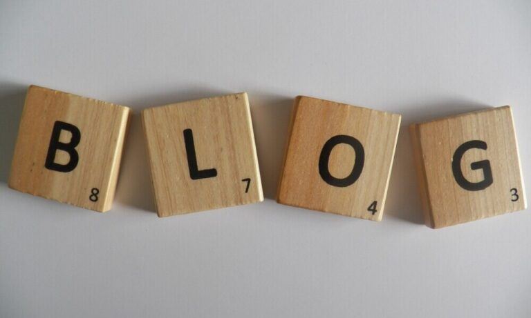 Scrabble tiles spelling out the word "BLOG"