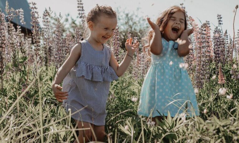 Happy children in a field