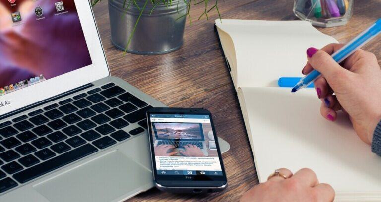 laptop, phone, writing routine