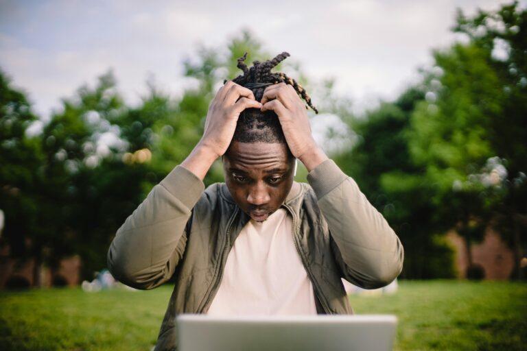 Man frustrated from making a mistake